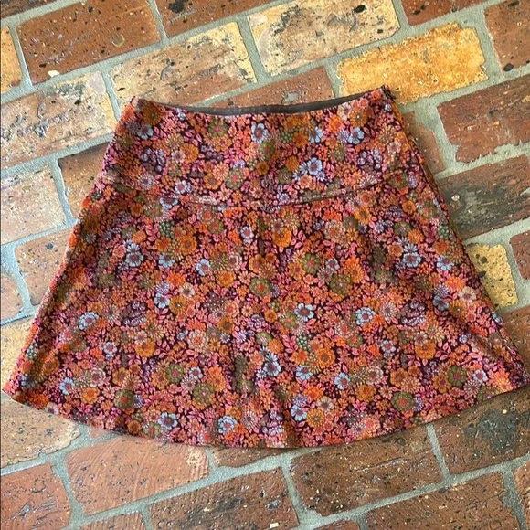 Vintage Mary Robin Corduroy Floral A-Line Skirt sz6 - Picture 3 of 13